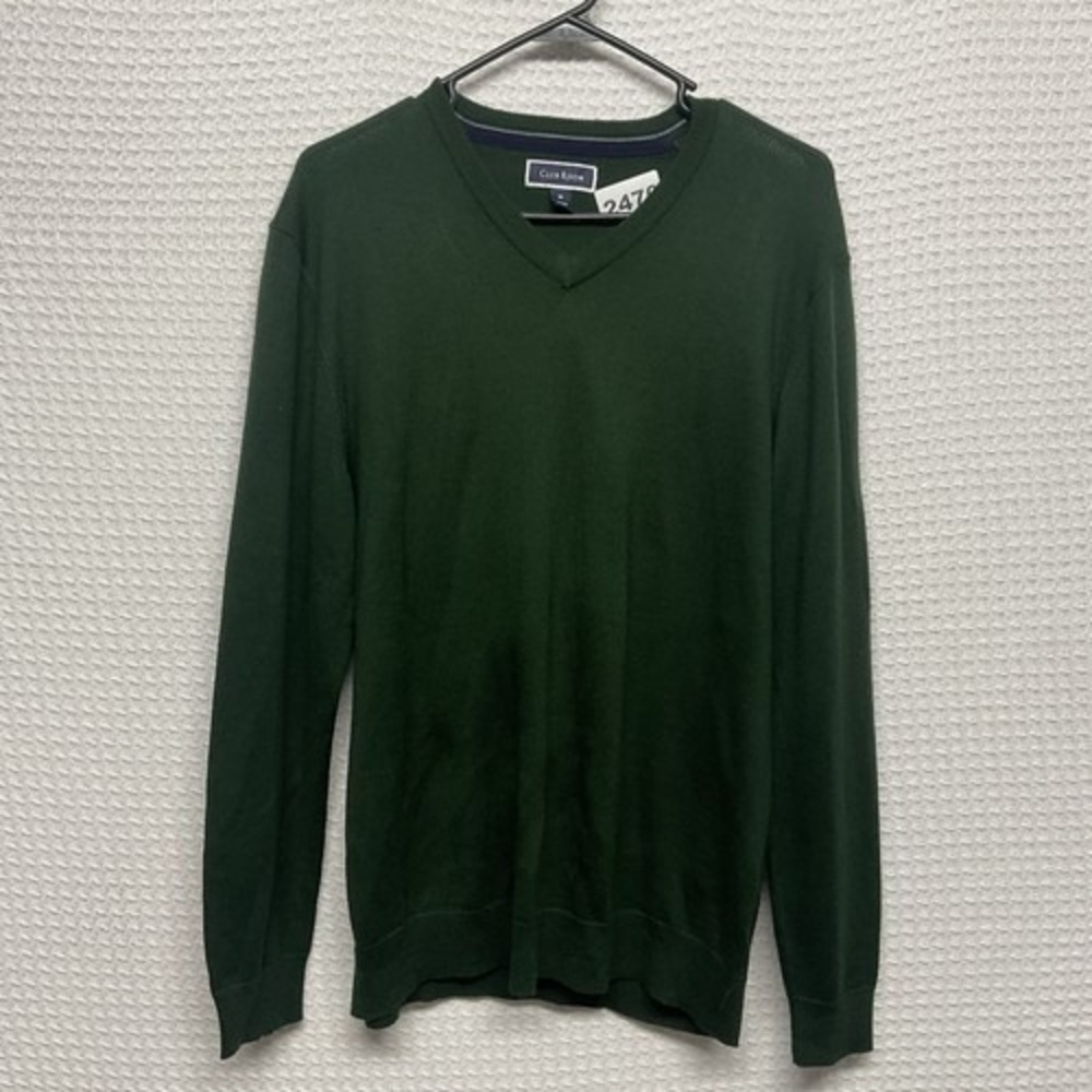 NWOT Charter Club Green Long Sleeve V-Neck Sweater Men Medium China Wool/Acrylic